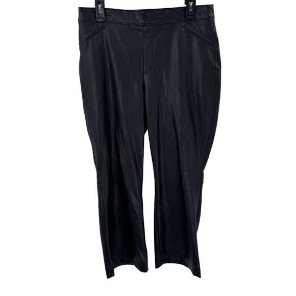 SPANX Pants - Spanx Black Faux Leather Straight Leg Pants Womens XL